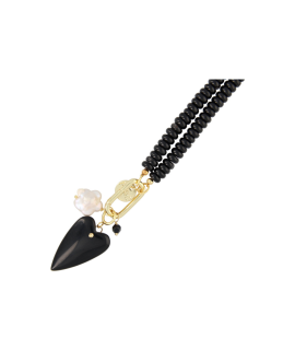 Fushi –  ketting halfedelsteen donut onyx met bedels