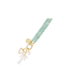 Fushi – ketting halfedelsteen amazonite donut 4x6mm met clip en bedels