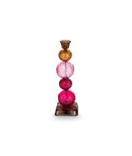 Kandelaar Glas Bead Rood/Geel 30cm