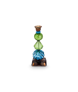 Kandelaar Glas Bead Blauw/Groen 23.5cm