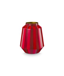 Vaas metaal stripes dark red 24x29cm