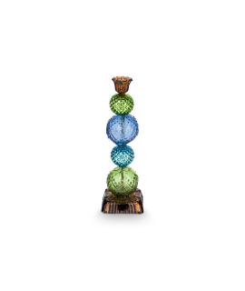 Kandelaar Glas Bead Blauw/Groen 30cm