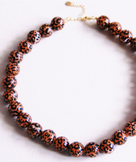 Leopard statement ketting met ronde kralen