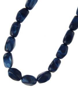 Navy statement ketting met ovale kralen