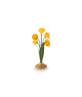 Candle Holder Metal Flower Yellow 27.5cm