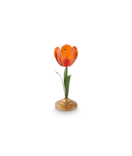 Candle Holder Metal Tulip Orange 21cm