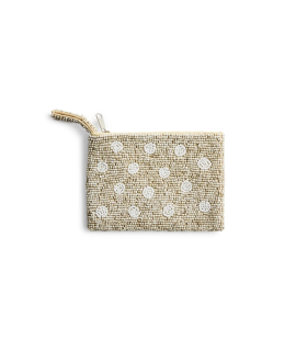 Kralentasje Polkadot sand/white